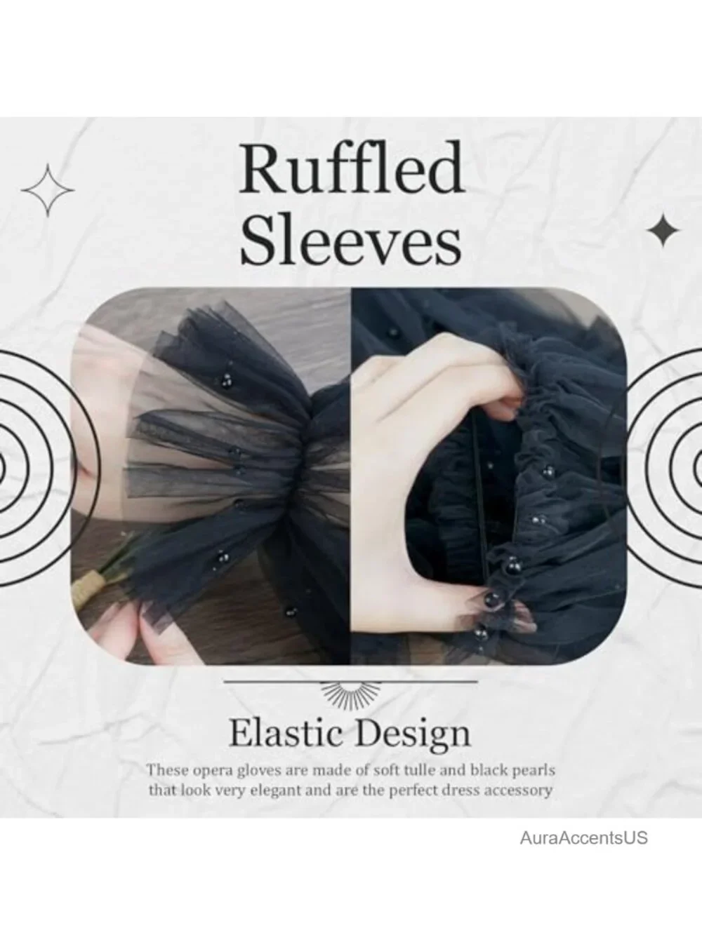 Fingerless Opera Gloves Tulle Lace Detachable Puffy Sleeves Elbow Length